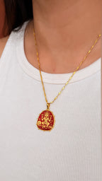 Lakshmi Pendant - Red (With Chain)