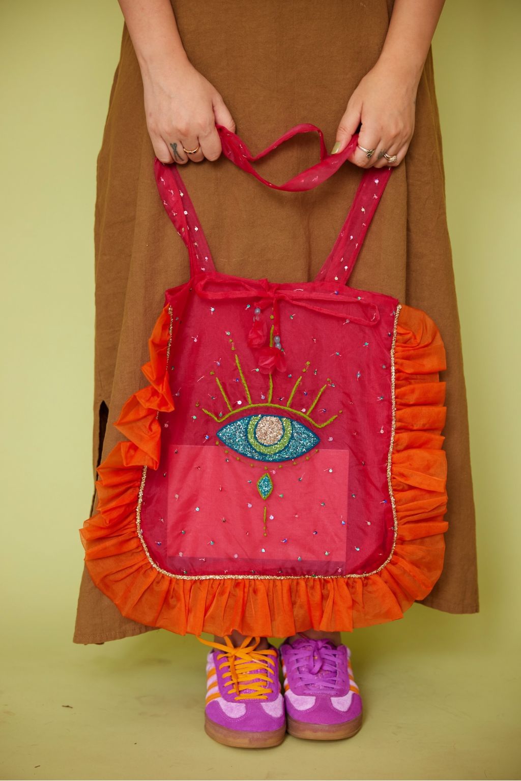 Evil Eye Pink Organza Bag