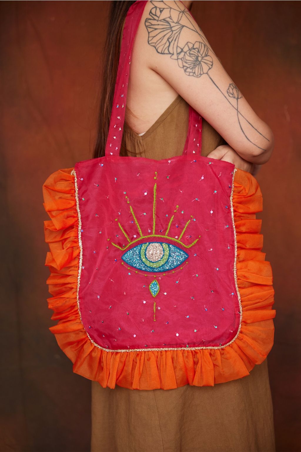 Evil Eye Pink Organza Bag