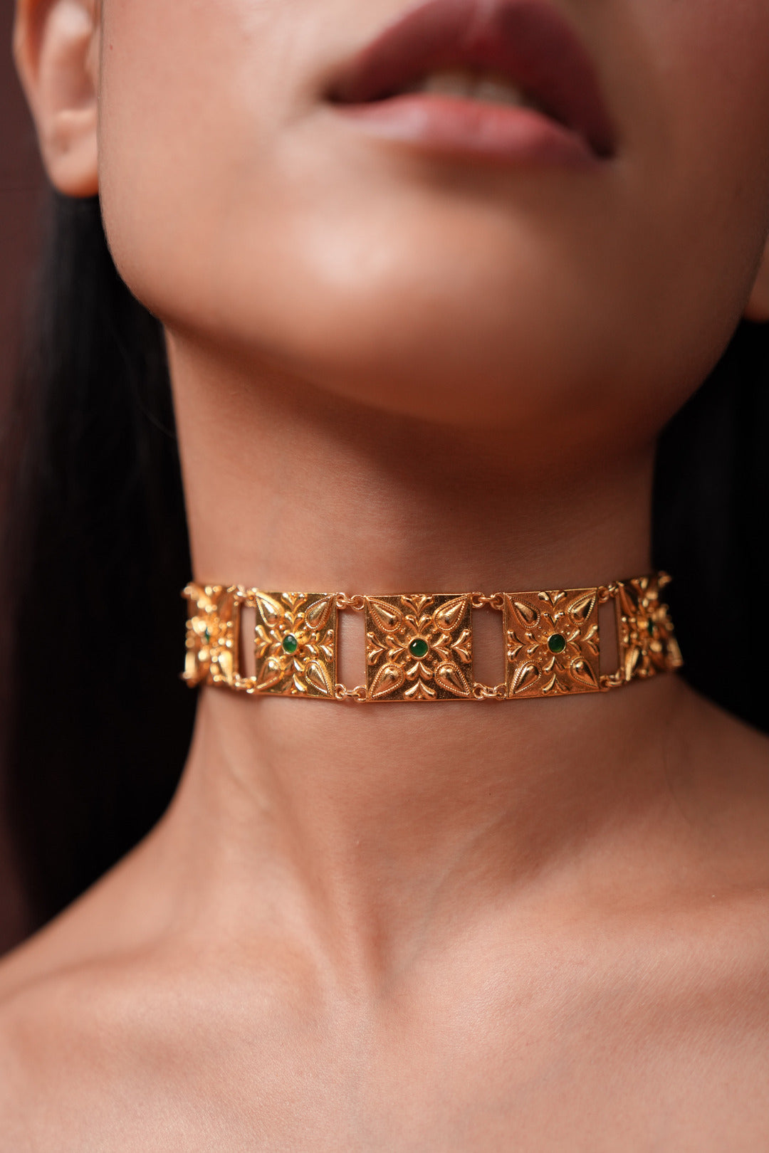 Phool Choker (Green stones)