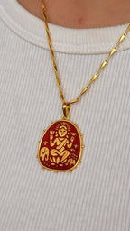Lakshmi Pendant - Red (With Chain)