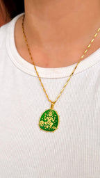 Lakshmi Pendant - Green (With Chain)