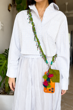 Poppy green mobile string with pouch