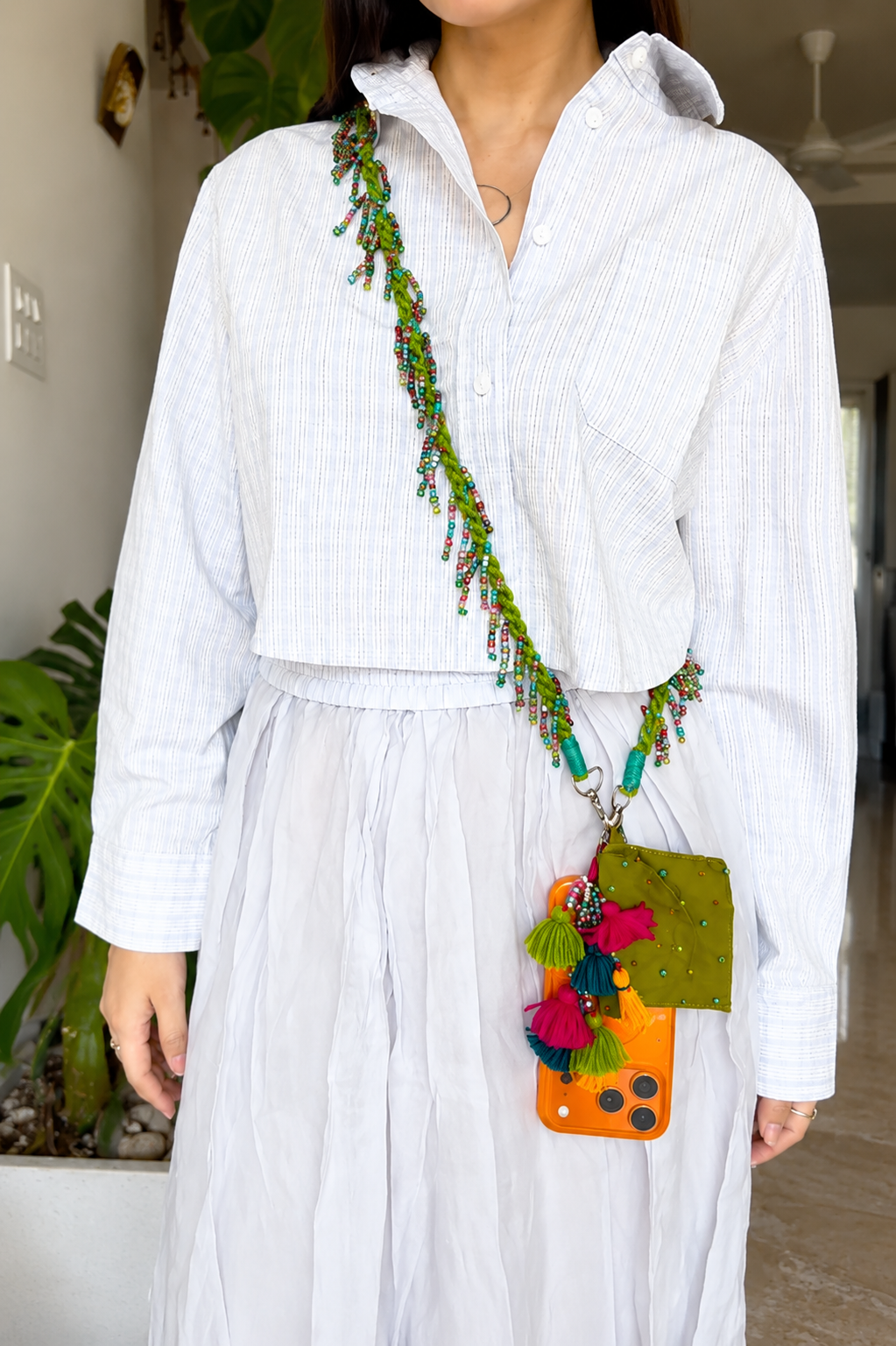 Poppy Green Mobile String with pouch