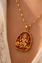 Lakshmi Pendant - Red (With Chain)