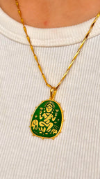 Lakshmi Pendant - Green (With Chain)