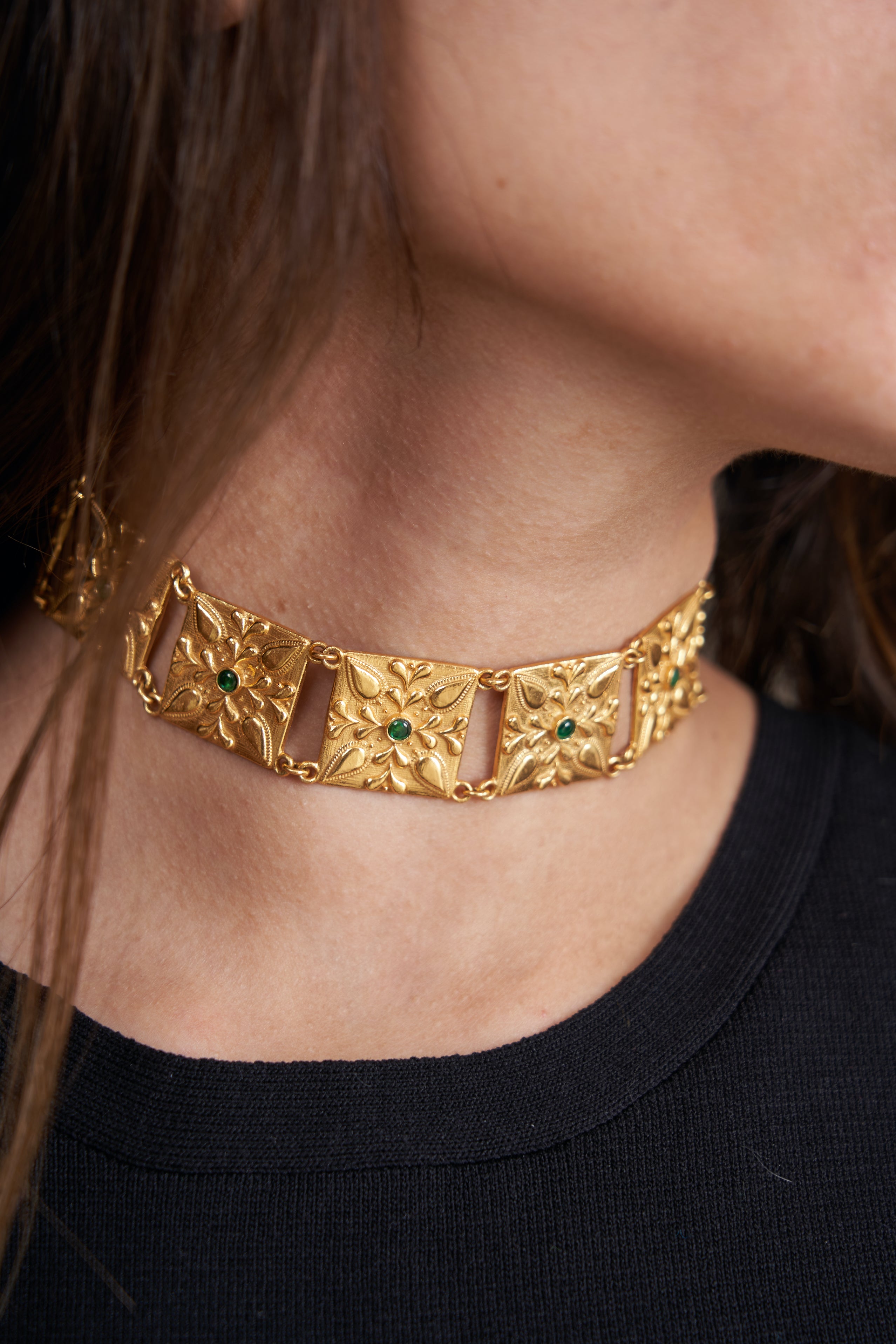 Phool Choker (Green stones)
