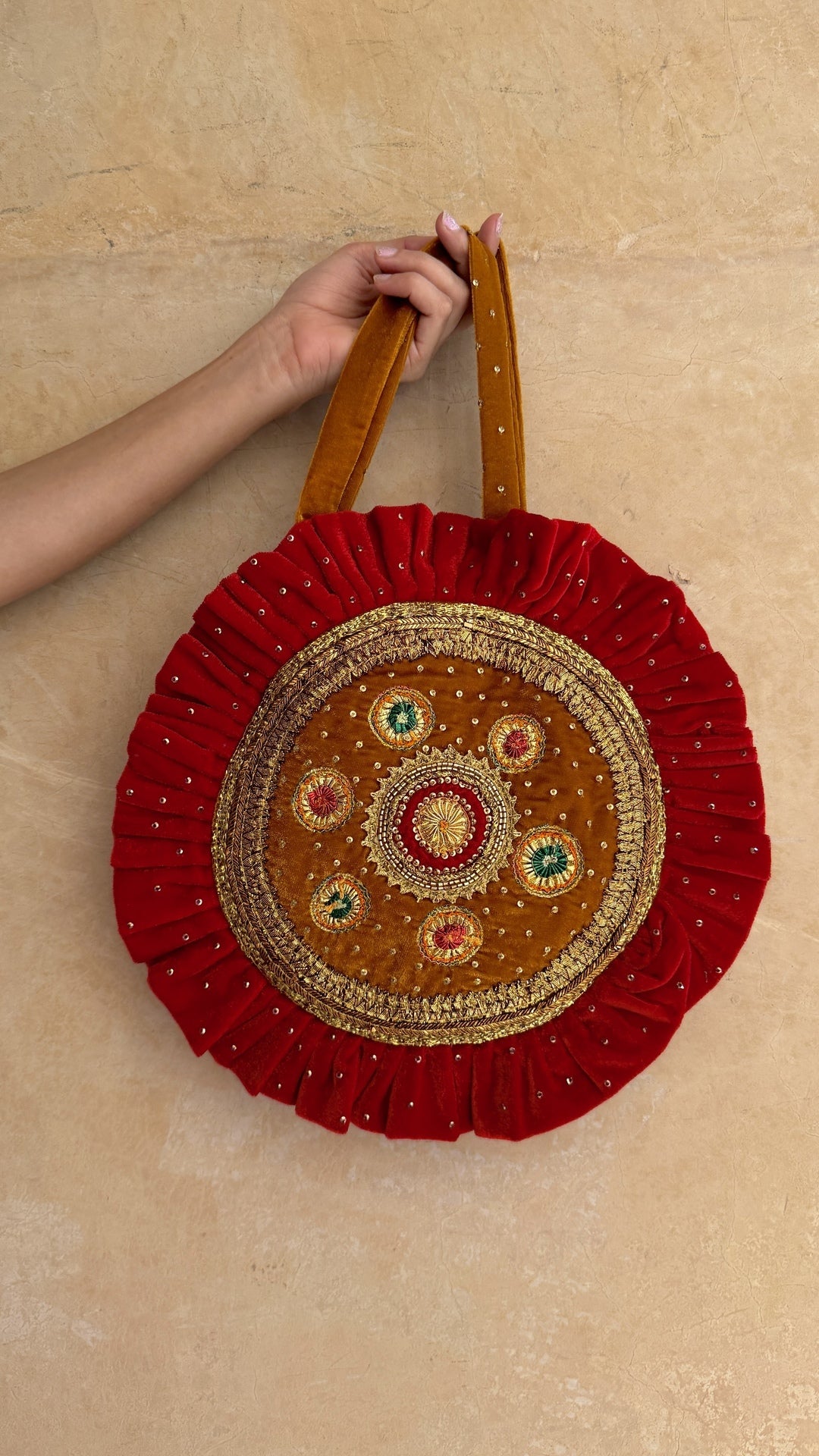 Mandala Bag (Mustard & Red)