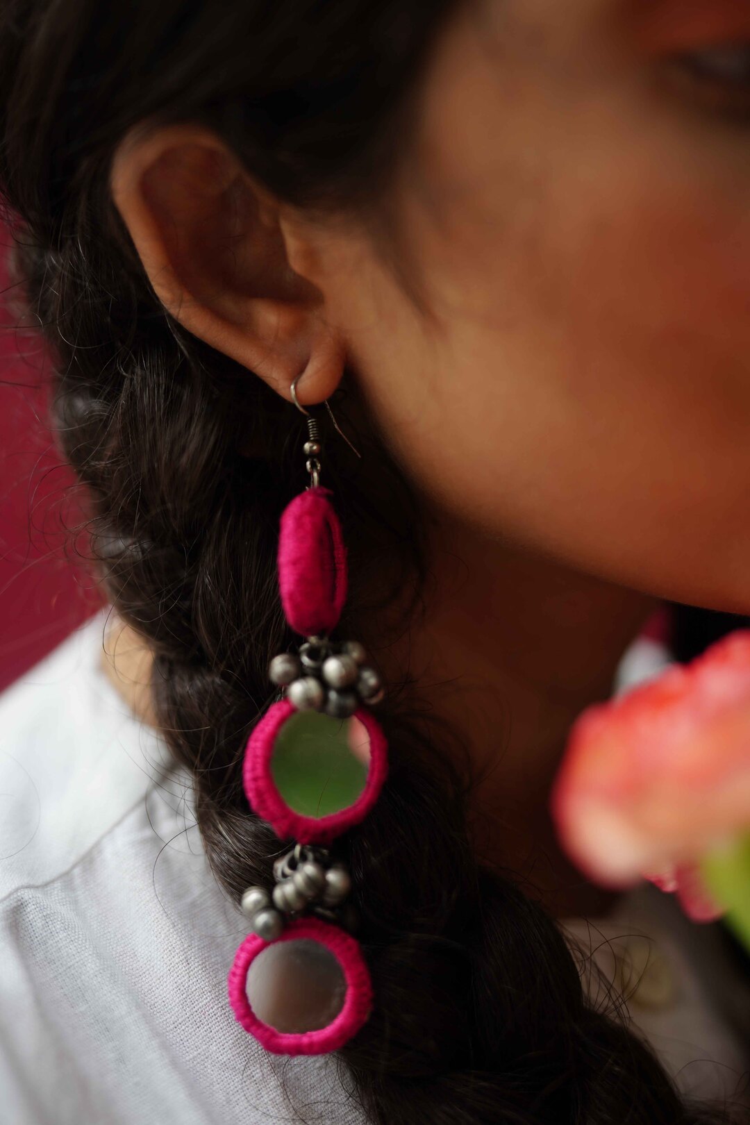 Aaina Earrings (Pink)
