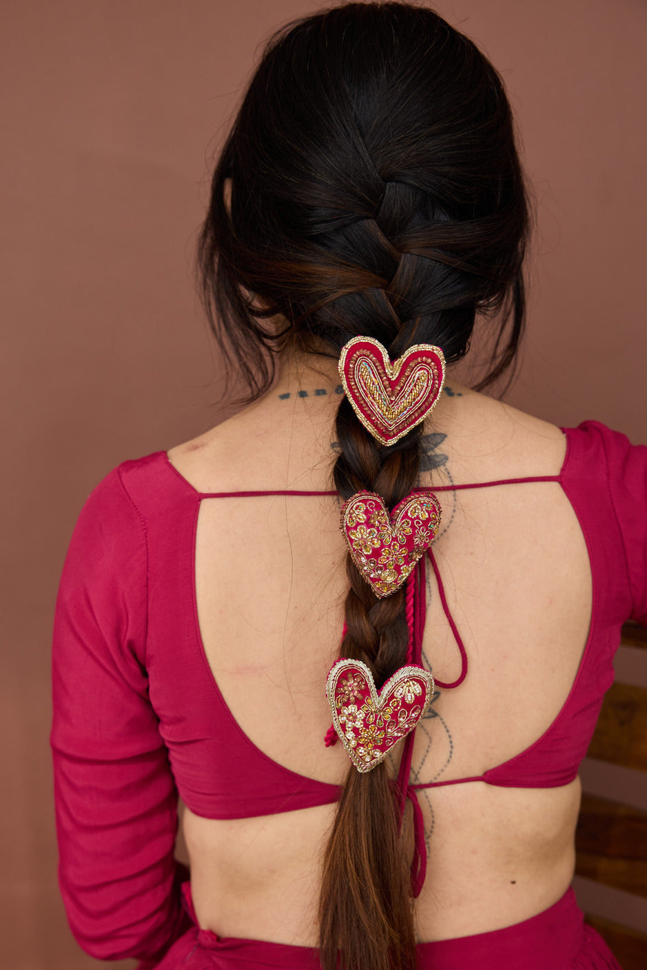Lalpari Hair Tie (Set of 3 Hearts)