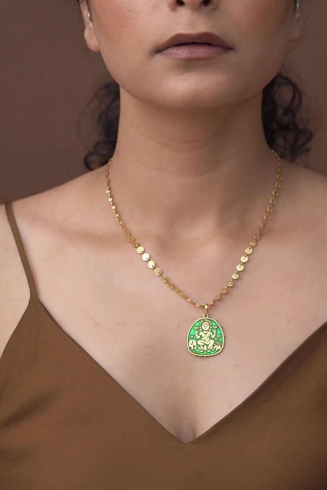 
                  
                    Load and play video in Gallery viewer, Lakshmi Pendant (Green)
                  
                