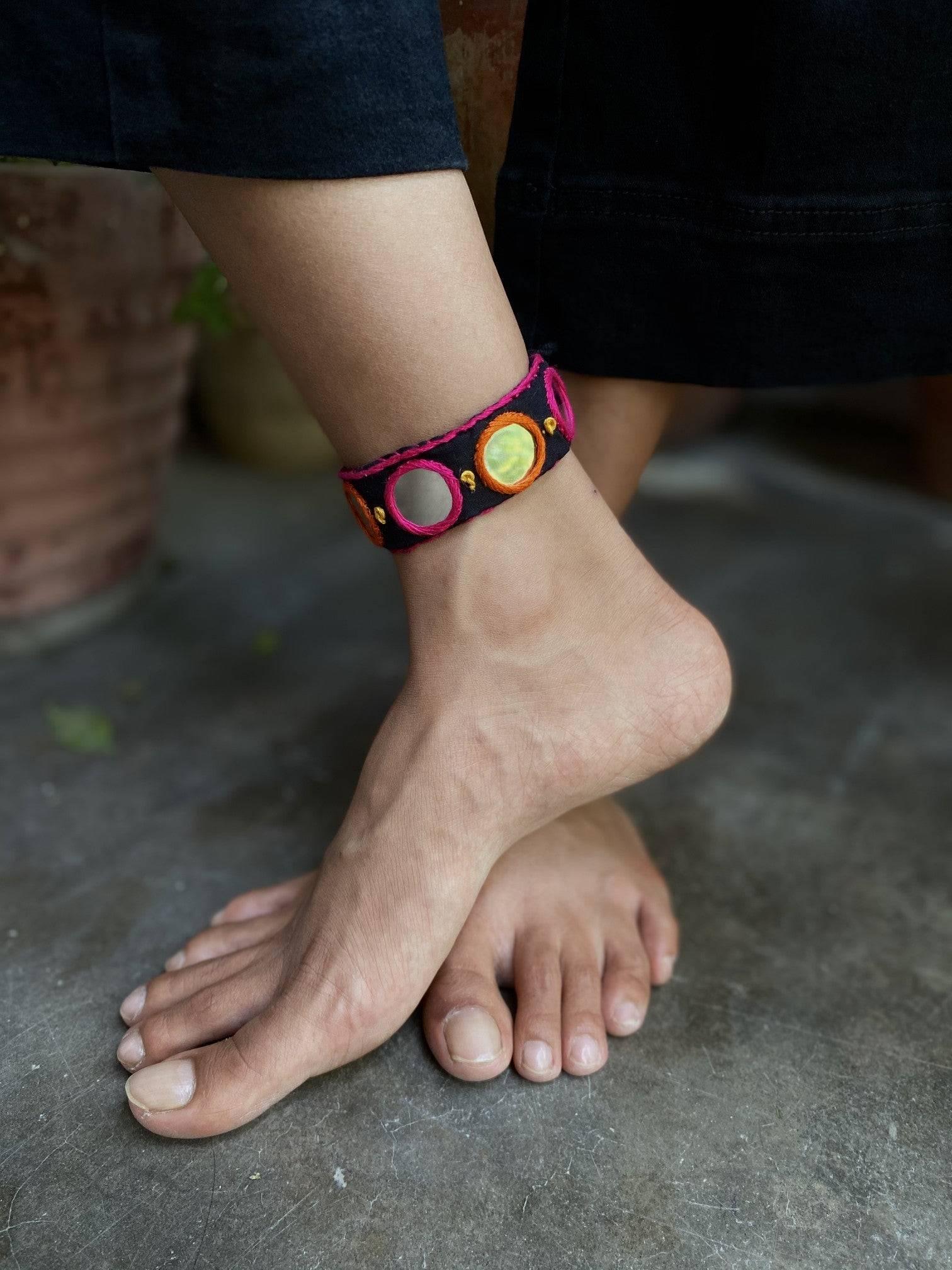 Aaina Anklet (Pink and Orange)