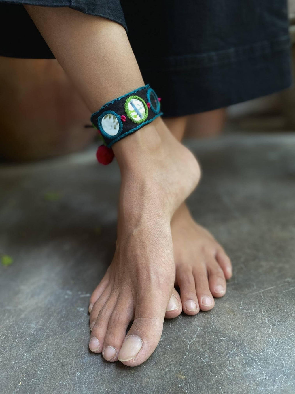 Aaina Anklet (Blue and Green)